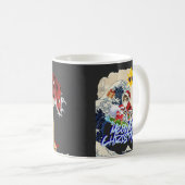 Surfing Santa Inspired by Hokusai Kaffeetasse (VorderseiteRechts)