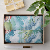 Surfing Santa is on big wave in Hawaii Seidenpapier (Geschenk)