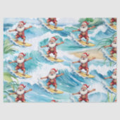 Surfing Santa is on big wave in Hawaii  Seidenpapier (Vorderseite)
