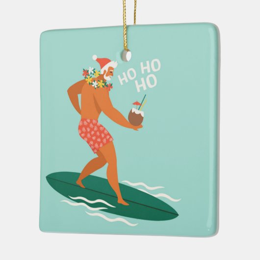 Surfing Santa Keramikornament (Links)