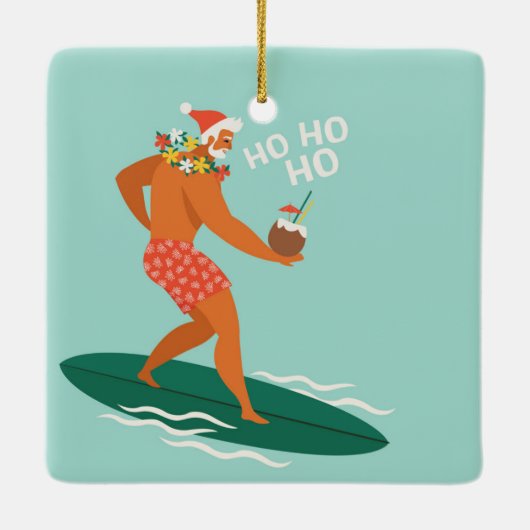 Surfing Santa Keramikornament (Rückseite)