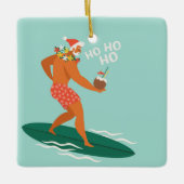 Surfing Santa Keramikornament (Vorderseite)