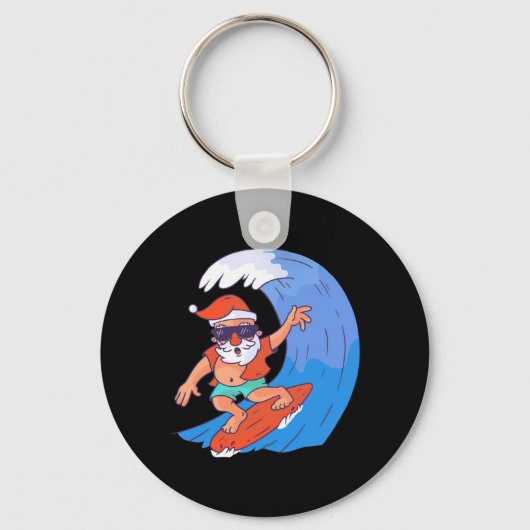 Surfing Santa Schlüsselanhänger (Vorderseite)