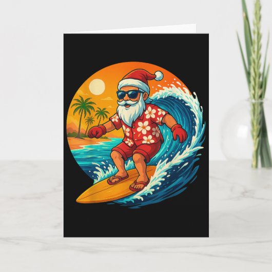 Surfing Santa Trocal Christmas Holiday Hawaiian Be Karte (Vorderseite)