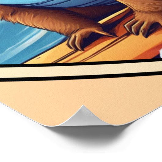 Surfing Sloth Poster (Ecke)