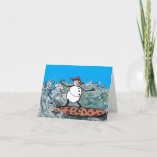 Surfing Snowman Valentine Feiertagskarte