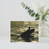 Surfing sunset time in Canggu, Bali - ART Postcard Postkarte (Stehend Vorderseite)