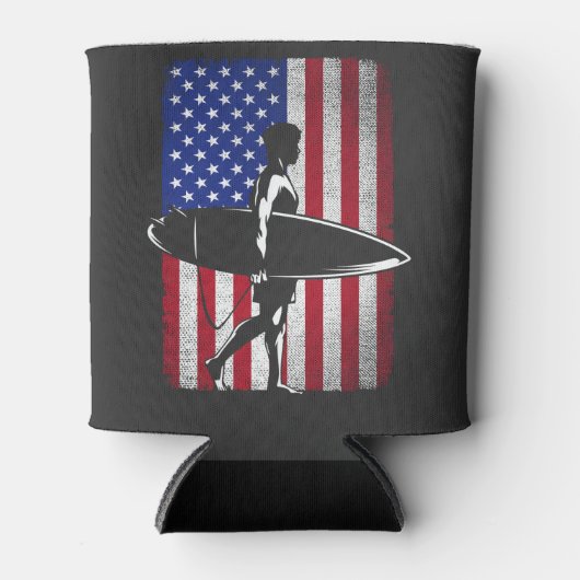 Surfing Surfer 4. Juli USA Flag für M Dosenkühler (Vorderseite)