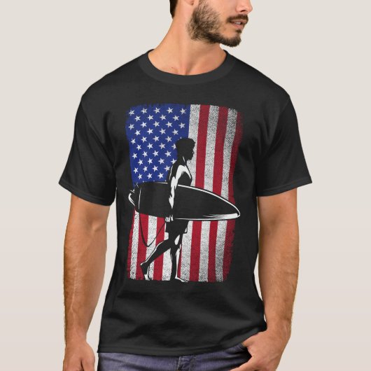 Surfing Surfer 4. Juli USA Flag für M T-Shirt (Vorderseite)
