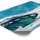 Surfing Surfer Green Sea Wave Baja Poster (Ecke)