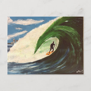 Surfing Surfer The Tube Ride Art Painting Postcard Postkarte