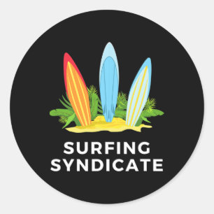Surfing Syndicate Surfer Sommersonnenboard Surf Fo Runder Aufkleber