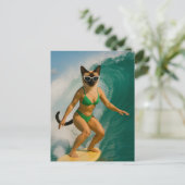 Surfing themed for Siamese Cat lovers Postkarte (Stehend Vorderseite)