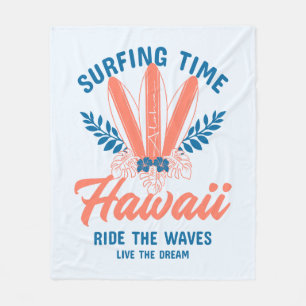 Surfing Time Hawaii Reite die Wellen Fleecedecke