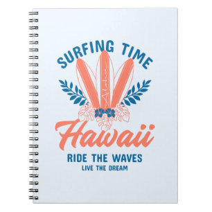 Surfing Time Hawaii Reite die Wellen Notizblock