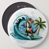 Surfing tropischer Dinosaurier Button (Vorne & Hinten)