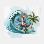 Surfing tropischer Dinosaurier Fleecedecke (Vorderseite (Horizontal))
