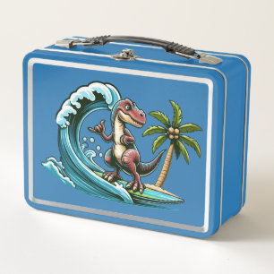 Surfing tropischer Dinosaurier Metall Brotdose