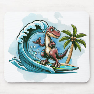 Surfing tropischer Dinosaurier Mousepad