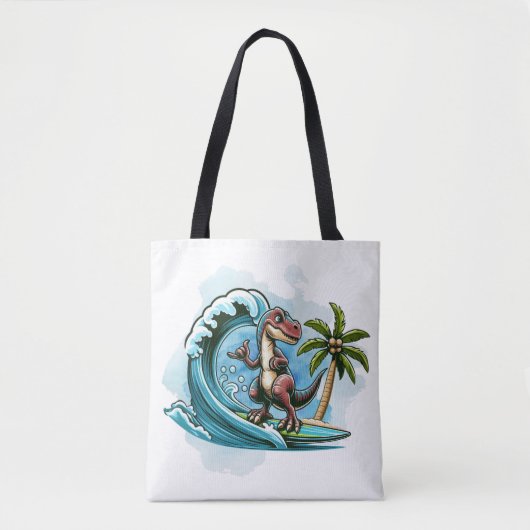 Surfing tropischer Dinosaurier Tasche (Vorderseite)