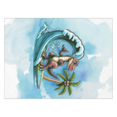 Surfing tropischer Dinosaurier Tischdecke (Vorderseite (Horizontal))