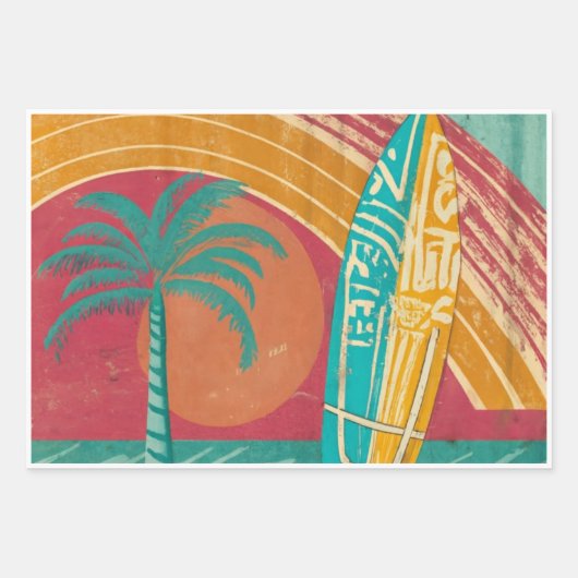 SURFING UND STRAND DESIGN GESCHENKPAPIER SET (Vorderseite)