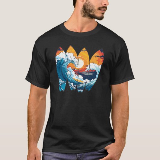 Surfing Waves Surfboards T-Shirt (Vorderseite)