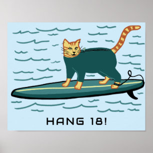 SURFKARTE Katze Niedliches CUSTOM TEXT Kinderzimme Poster
