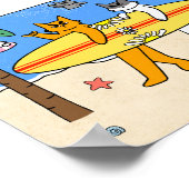 Surfkater am Strand Sommerstimmung Poster (Ecke)