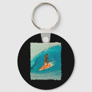 Surfkatze-Shirt Kätzchen Reitet Auf Einer Welle Mi Schlüsselanhänger
