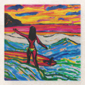 Surfkunst Tropische Untersetzer (Vorderseite)