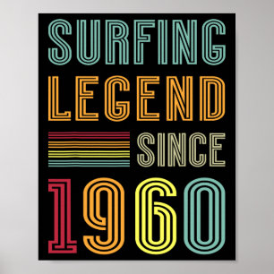 Surflegende 1960 65 Jahre Wasser Surfen 65. Geburt Poster