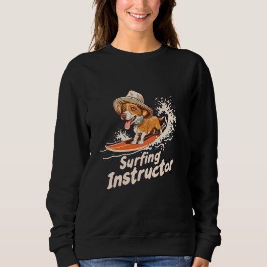 Surflehrer Hund Funny Surfer Beach Design Sweatshirt (Vorderseite)