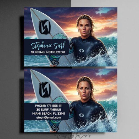 Surflehrerin visitenkarte