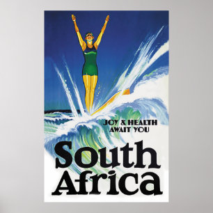 Surfmädchen in Südafrika Poster