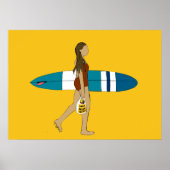 Surfmädchen mit Langboard Poster (Vorne)