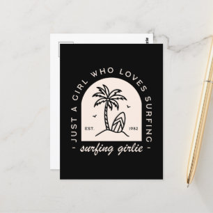 Surfmädchen Surfliebhaber zitieren Vintag schwarz Postkarte