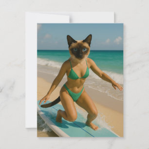 Surfmotive für Siameskatzenliebhaber Postkarte