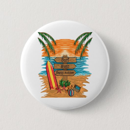 Surfmusik glücklicher Sommer Button (Vorderseite)