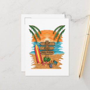 Surfmusik glücklicher Sommer Postkarte