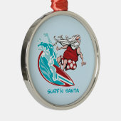 Surf'n Sankt Silbernes Ornament (Rechts)