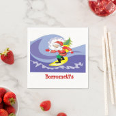 Surf'n Santa Clause Personalisiert Cocktail Napkin Serviette (Beispiel)