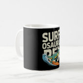 Surfosaurus Rex Lustiger Surfer-Dinosaurier Kaffeetasse (Vorderseite Links)