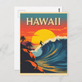 Surfparadies: Hawaii Sunset Adventure Postkarte (Vorne/Hinten)
