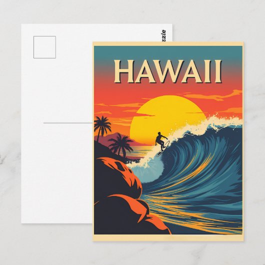 Surfparadies: Hawaii Sunset Adventure Postkarte (Vorne/Hinten)