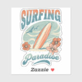Surfparadies im Retrostil Aufkleber (Blatt)