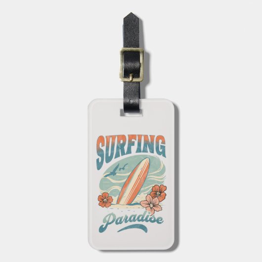 Surfparadies im Retrostil Gepäckanhänger (Vorderseite vertikal)