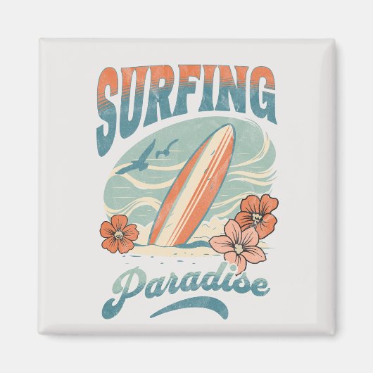 Surfparadies im Retrostil Magnet (Vorne)