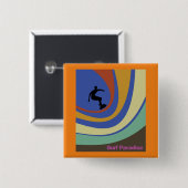 Surfparadies Surfen mit bunten Wellen Button (Vorne & Hinten)