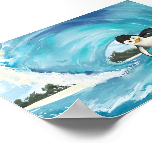 Surfpinguin-Poster Poster (Ecke)